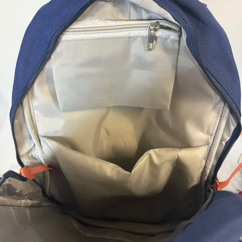 Blue & Tan Unisex Backpack Large School Travel Bag with Laptop Sleeve NEW